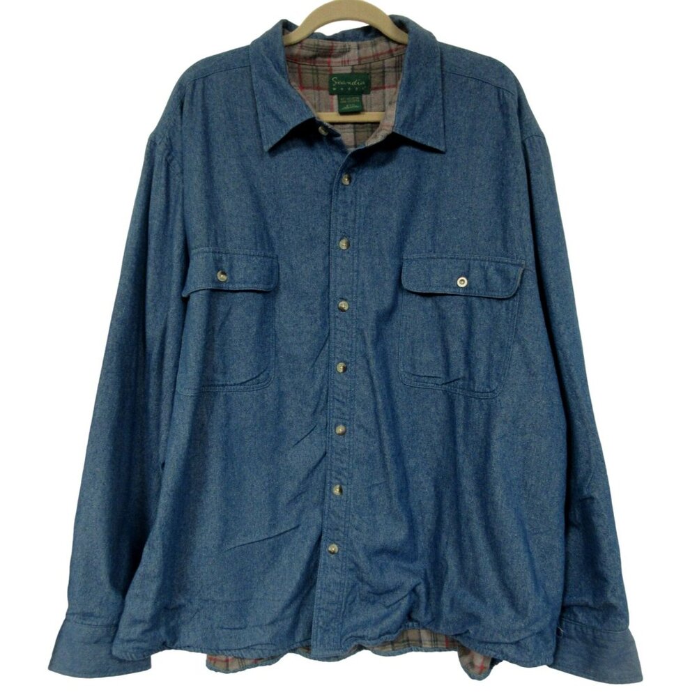 Scandia Woods Mens Flannel Lined Button Front Denin Shirt Jack Long Sleeve 3XLR